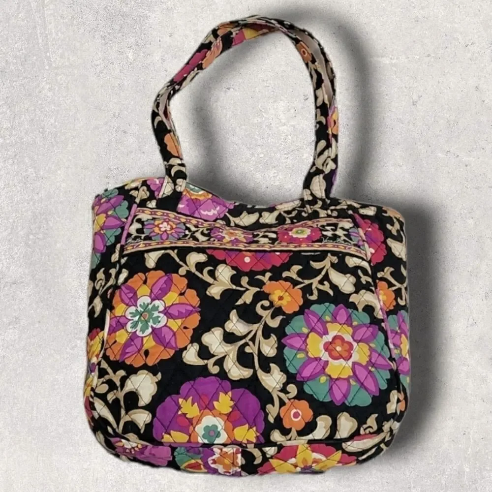 ** HOST PICK** VERA BRADLEY SUZANI HOLIDAY BLACK FLORAL TOTE BAG (RETIRED)